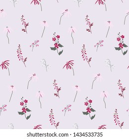 Illustration of seamless pattern of wildflowers