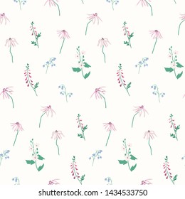Illustration of seamless pattern of wildflowers
