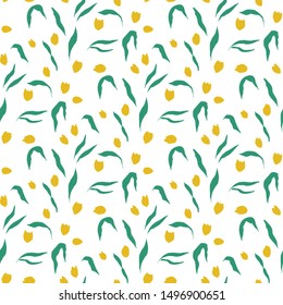 Illustration of seamless pattern of yellow tulips