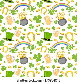 illustration of seamless Saint Patricks Day background with clover leaf