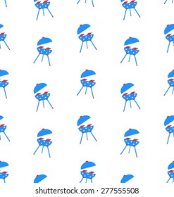 Illustration Seamless Texture Barbecue for Independence Day of America, US National Colors - Vector