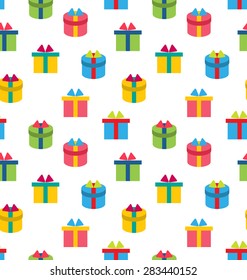 Illustration Seamless Texture of Colorful Present Boxes - Vector