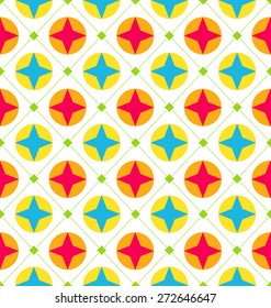 Illustration Seamless Texture with Geometric Shapes, Colorful Background - Vector