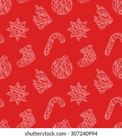 Illustration Seamless Texture with Holiday Object for Christmas - Vector