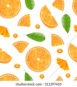 Illustration Seamless Texture with Slices of Oranges, Vibrant Food Wallpaper - Vector