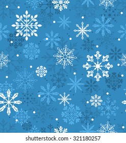 Illustration Seamless Texture with Variation Snowflakes, Xmas Background - Vector