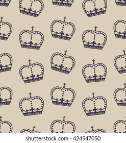 Illustration Seamless Wallpaper Representing the Crown of the British Royal Family. Retro Background - Vector