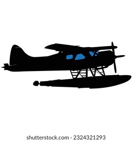 Illustration of a seaplane in silhouette