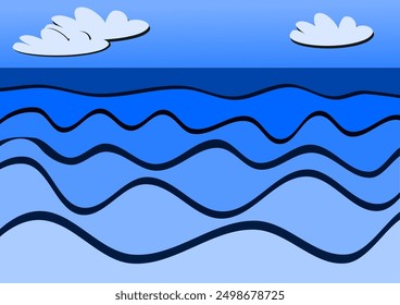 illustration of seascape, waves. vector illustration