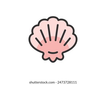 Ilustración de un icono de concha marina (color de dibujo lineal).