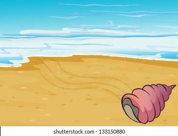 Ilustración de una concha marítima a orillas del mar