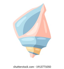 Illustration of seashell. Tropical underwater decorative mollusk shell.