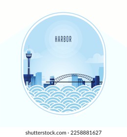 illustration of a seaside landscape view of a city