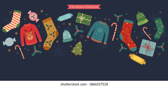 illustration of seasonal greeting and holiday background for Merry Christmas and Happy New Year