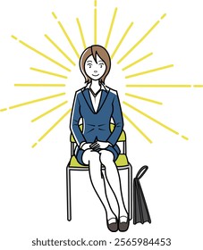 Illustration of a seated female new employee, new student