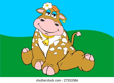 Illustration of seating cow