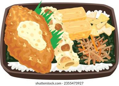 It is an illustration of a seaweed bento.