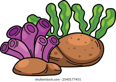 Illustration of a seaweed with coral vector