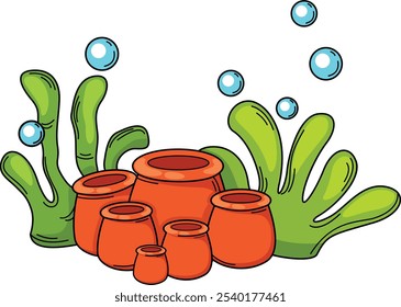 Illustration of a seaweed with coral vector