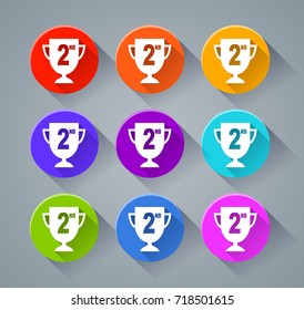Illustration of second trophy icons with various colors