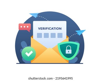 Ilustración del método de autenticación y verificación OTP de correo electrónico seguro.