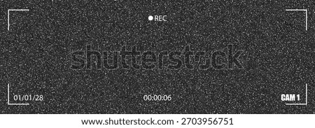 Illustration of a security camera (CCTV) viewfinder overlay filled with heavy black and white static noise or grain