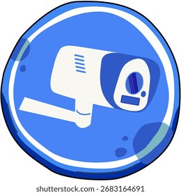 Ilustración de una cámara de seguridad sobre fondo azul