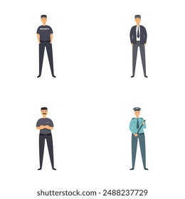 Illustration of security guard and law enforcement officers in uniform