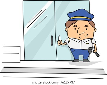 Illustration of a Security Guard at Work