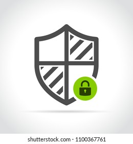 Illustration of security shield icon on white background