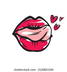 Illustration with seductive female lips