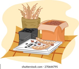 Illustration of Seeds Dried Out Before Being Packed and Served