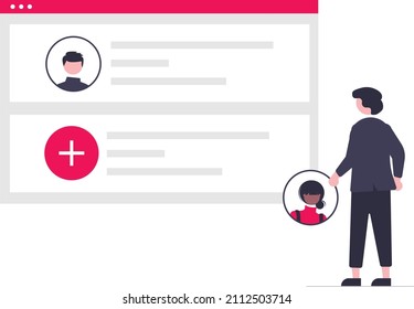 illustration of selecting a team for a project in a business company. Vector illustrations