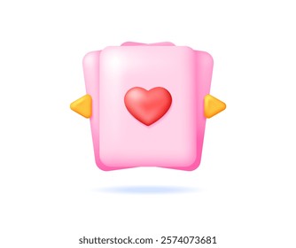 illustration of a selection of cards with a heart symbol. dating app. symbol or icon. minimalist 3d style design. design element. valentine's day