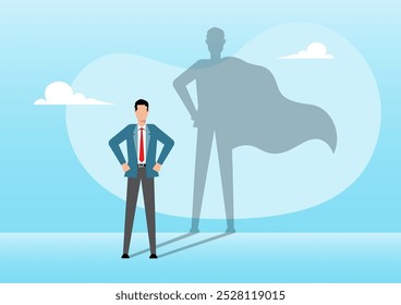 An illustration of a self confidence and courage businessman. Leadership businessman concept.