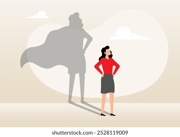 An illustration of a self confidence and courage businesswoman. Leadership businesswoman concept.