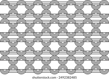 Illustration of Semi Circle Pattern Black and White Vector