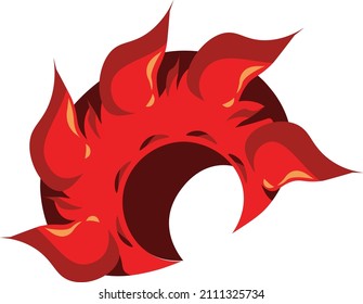 Illustrationshalbkreis des Feuers mit Schwanz