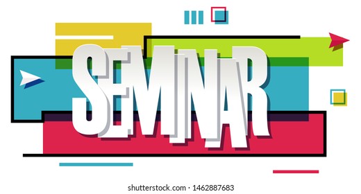 Illustration of "Seminar" word on colorful background