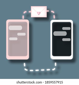 Illustration of sending chat love by mobile phone