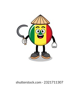 Illustration of senegal flag as an asian farmer , character design