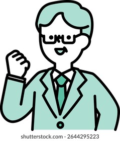 Ilustração de um homem de negócios sênior que está feliz em posar com suas entranhas