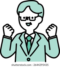 Ilustração de um homem de negócios sênior que está feliz em posar com suas entranhas