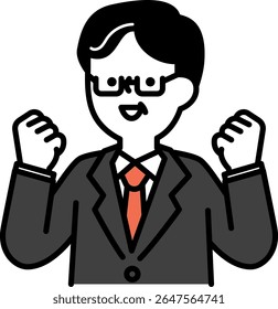 Illustration of a senior business man who is happy to pose with his guts
