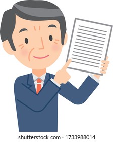 Illustration of a senior businessman with documents