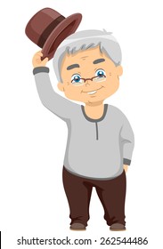 Illustration of a Senior Citizen Tipping His Hat