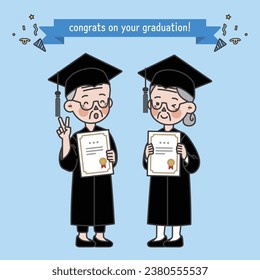an illustration of senior citizens's graduation