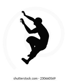 illustration of senior climber man silhouette isolated on white background  - in climbing pose
