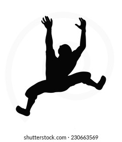 illustration of senior climber man silhouette isolated on white background  - in climbing pose
