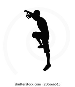 illustration of senior climber man silhouette isolated on  white background  - in climbing pose